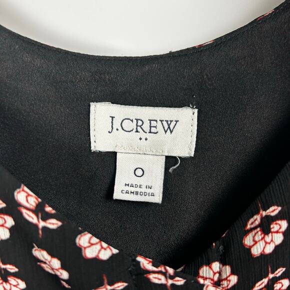 J Crew Ruffle Sleeveless Button Front Floral Black Blouse Coquette Womens Size 0 - Picture 6 of 12